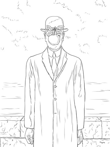 Son Of Man By Rene Magritte Coloring Page